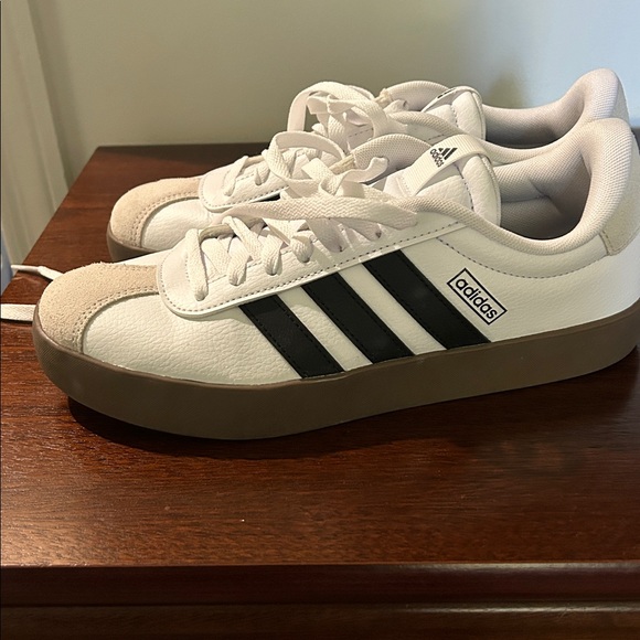 Adidas White Black Sneakers with Brown Gum Sole - Picture 3 of 10